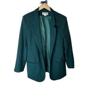 Wool Jacket Danielle Paige Oversize Dark Green Oversize Blazer Size 12 Women's